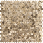 mosaïque murale 3d hexagonale métallique brossée moderne minimaliste vert marron gris beige autoadhésive