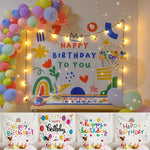 décoration chambre coucher rideau mural happy birthday confettis arc ciel lettres motifs festifs clips