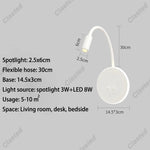 lampe murale flexible moderne noir blanc éclairage cuisine salle manger prise électrique led.angle réglable