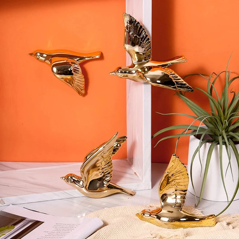 décoration intérieure oiseau vol or céramique moderne minimaliste suspension mur