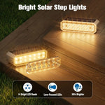 éclairage solaire marches extérieures 14 LED argenté noir transparent IP65 moderne