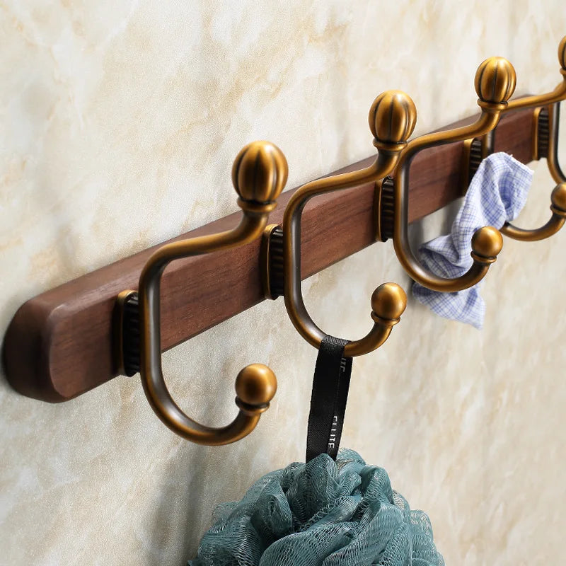 porte manteau mural crochet bronze barre bois vintage crochets texturés fixations murales