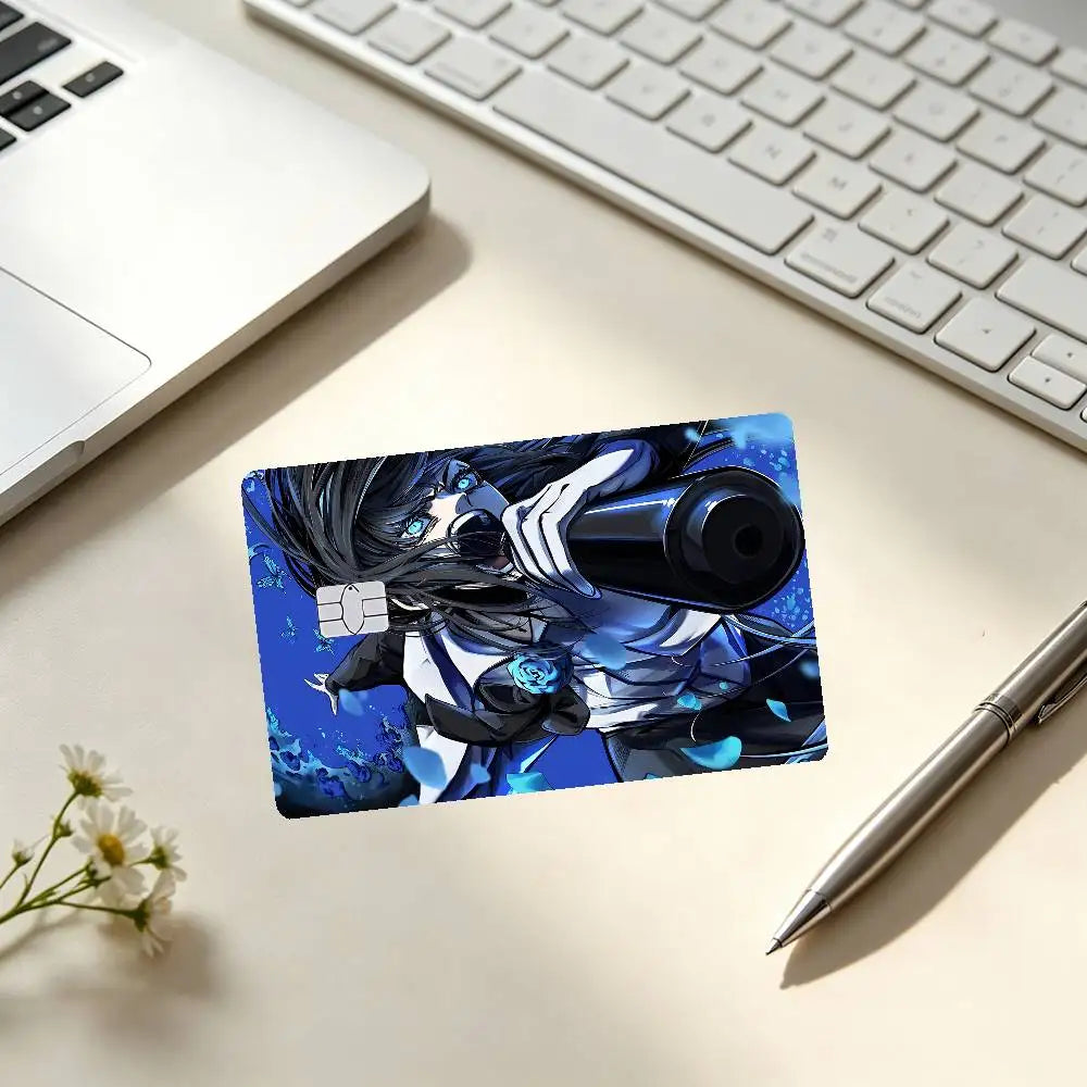 autocollants protection cartes credit dessin anime personnalisables adhésifs modernes bleu noir violet