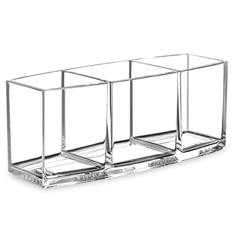 organisateur transparent pinceaux maquillage moderne minimaliste noir rouge doré blanc