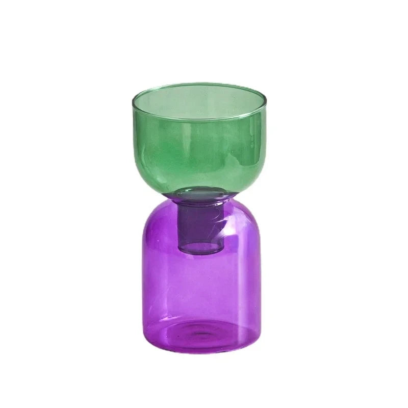 bougeoir vase transparent moderne vert marron bleu violet jaune rose
