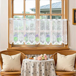 rideau dentelle fleurs lavande transparent blanc violet chambre salon decoration