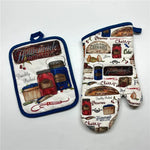 gants cuisine poignées plat motifs cuisine vintage rustique blanc noir rouge vert beige marron