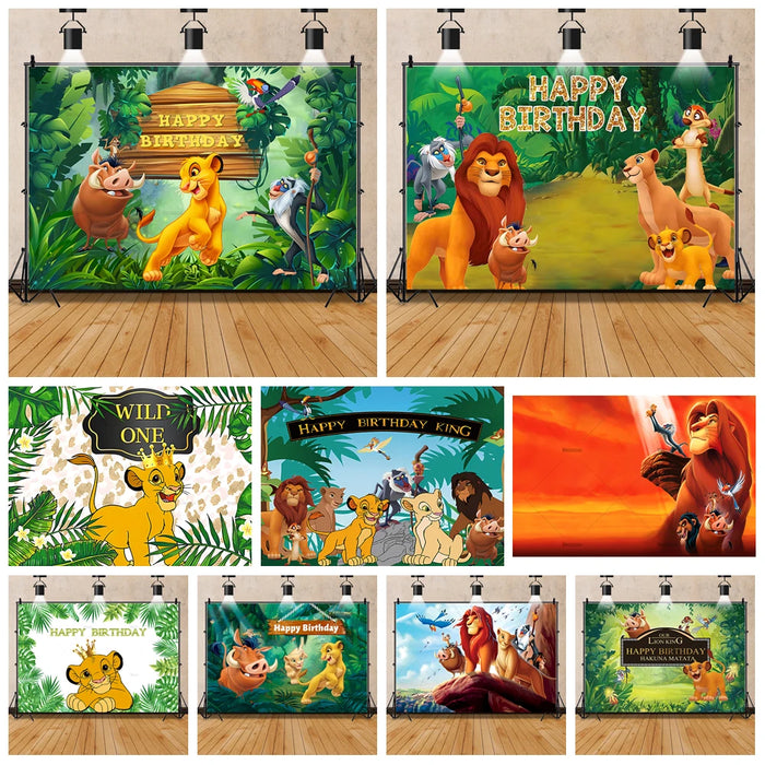 Fond photo anniversaire Roi Lion Simba pour enfant