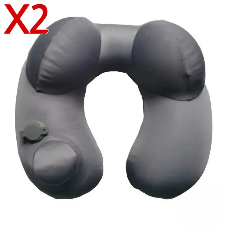 coussin voyage gris velours confortable portable boutons sac rangement shaped
