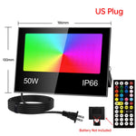 projecteur led rgb ip66 étanche extérieur télécommande réglage luminosité noir moderne