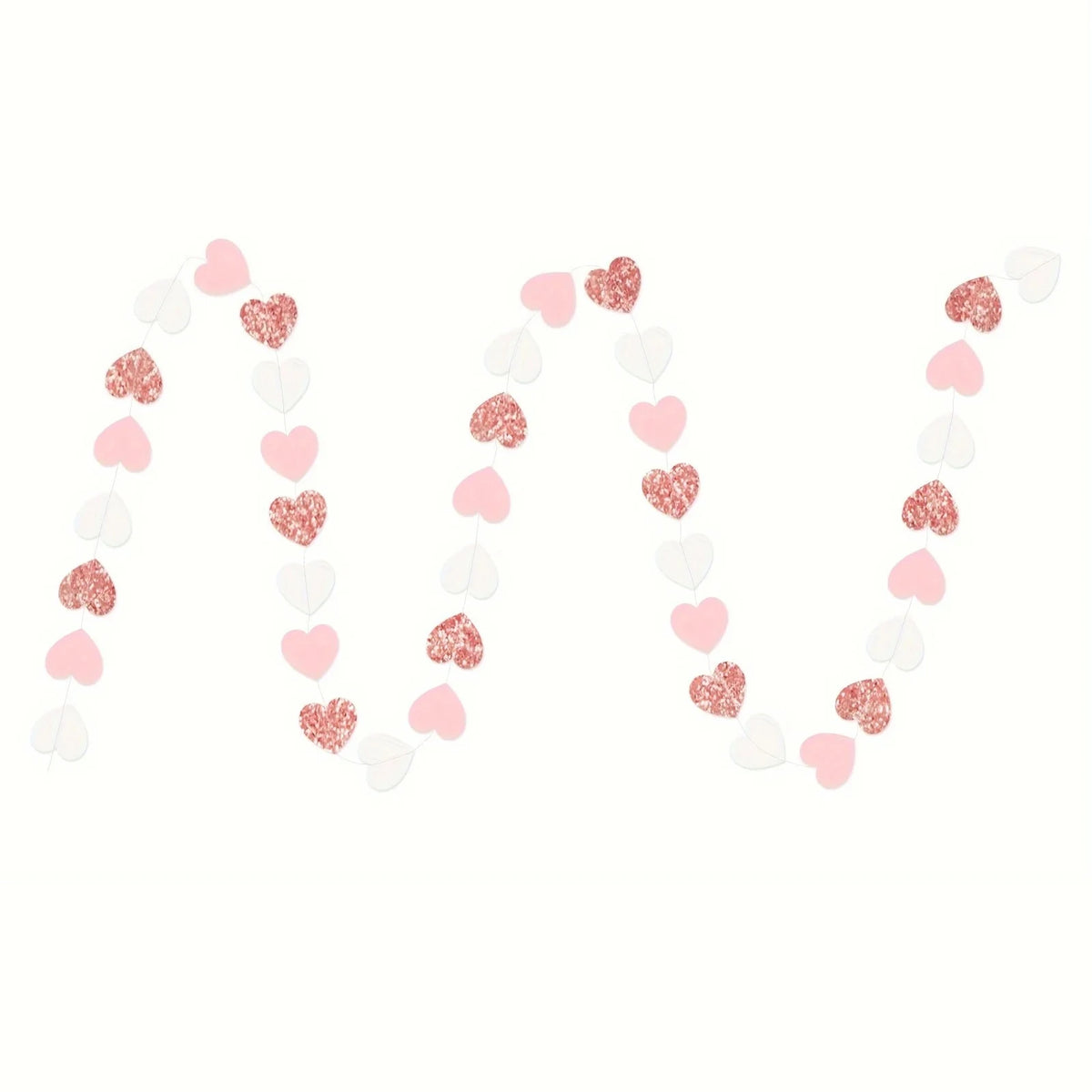guirlande coeurs blanc rose pailleté mariage fiançailles décoration saint valentin festive papier