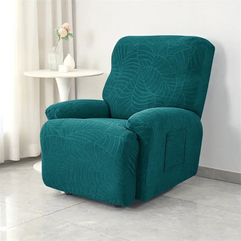 housse fauteuil relax inclinable feuilles imprimées gris clair moderne adhésif lavable printemps été