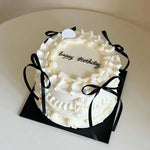 gâteau résine rose blanc motif floral rubans classique photo décoration anniversaire mẫu giả trưng