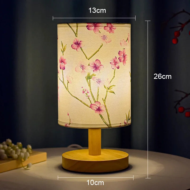 lampe table moderne fleurs bois blanc rose blanche chambre coucher interrupteur tactile sécurité certifications