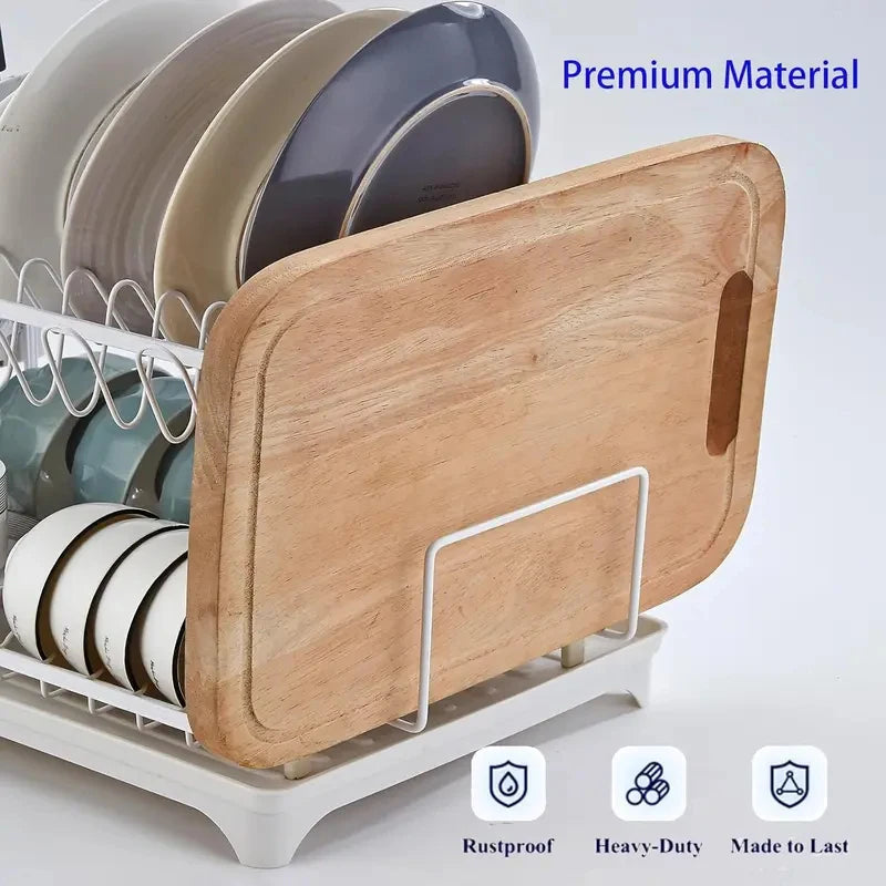 égouttoir vaisselle pliable acier anti rustre moderne blanc drainage auto usage multiple cuisine