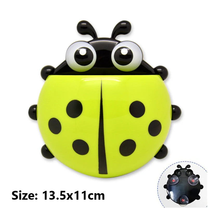 porte brosse dents coccinelle dessin animé rouge jaune bleu vert suction mignon cartoon organisateur