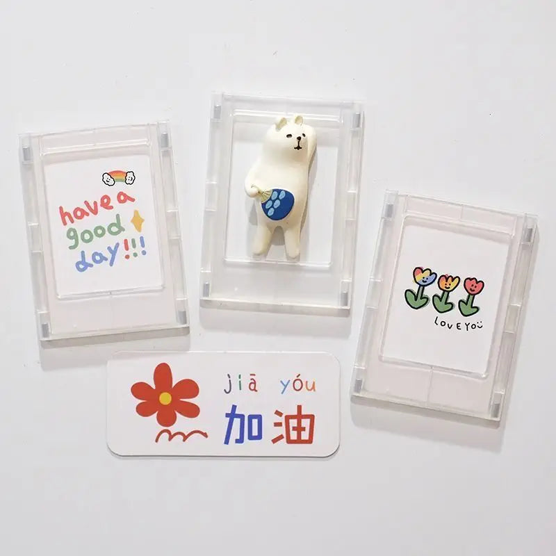 cadre photo transparent aimanté minimaliste moderne photos polaroid plastique lisse décoratif