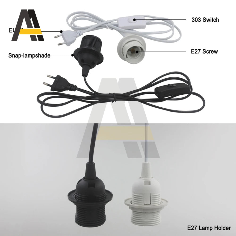 support lampe moderne interrupteur 303 prise eu blanc noir clips