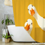 rideau douche jaune oiseaux canards illustration 2d anneaux métalliques opacité dessin animé salle bain