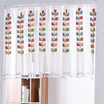 rideau blanc feuilles brodées pastorale polyester fenêtre décorative rustique translucent 150x60cm