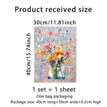 stickers fenetre decoratifs fleurs arc ciel multicolores adhésifs pvc naturel artistique