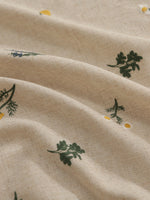 nappe lin brodée motifs floraux rustique beige table décoration extérieure mariage fête
