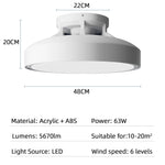 ventilateur moderne blanc télécommande lumières led plaque suspension vis auto taraudantes