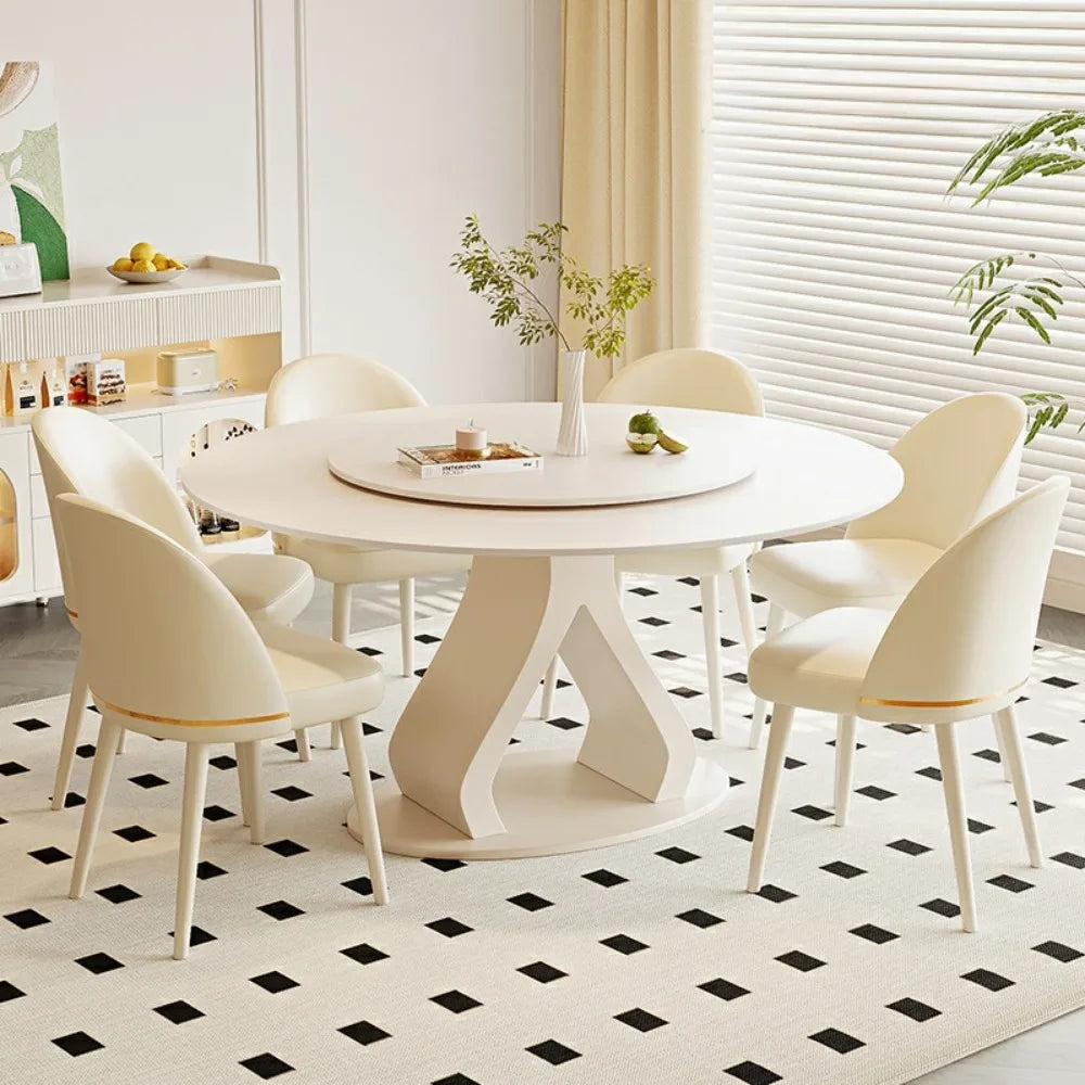 table manger ronde blanche moderne chaises minimaliste intérieur bois blanc