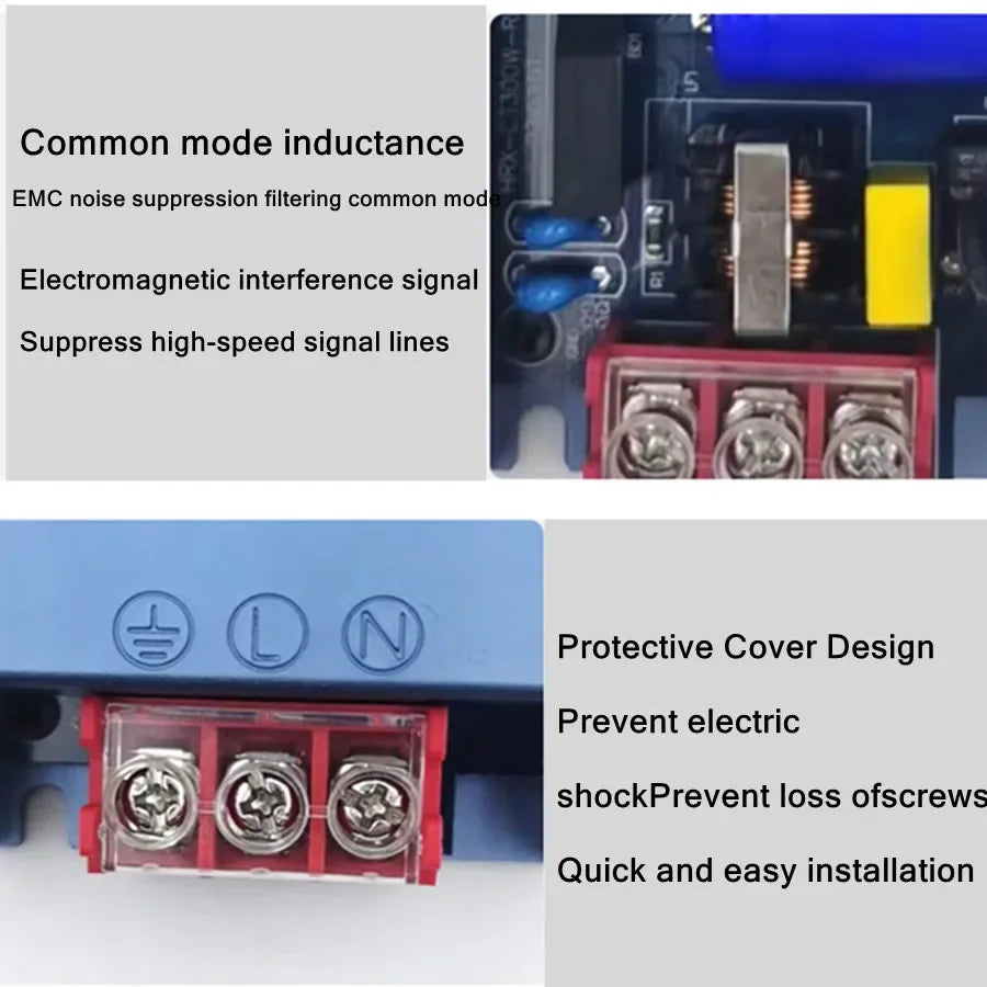 transformateur ac/dc 12v 24v 60w 100w led alimentation électrique bleu industrielle