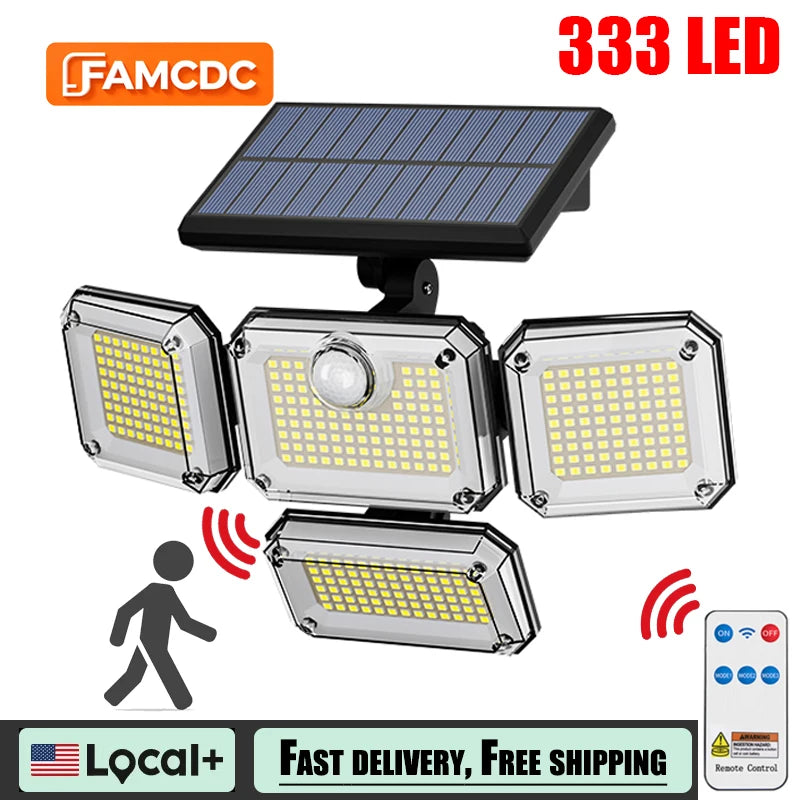projecteur solaire détecteur mouvement têtes réglables éclairage large ip65 led moderneextérieur