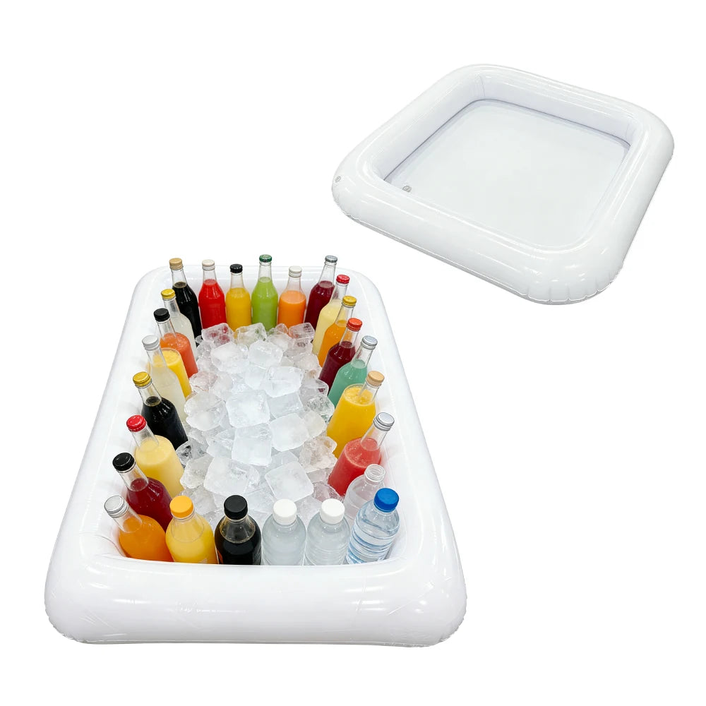 plateau flottant gonflable pvc blanc rectangle bouteilles canettes glaçons piscine pique niqueextérieur fêtes