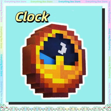 horloge murale pixel art blocs couleurs rouge orange jaune bleu moderneminecraft déco aiguilles visible