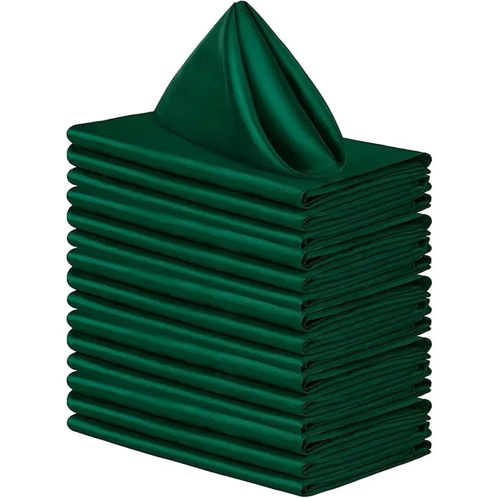 serviettes table vert foncé classiques satinées machine lavables 43cm 43cm restaurant maison