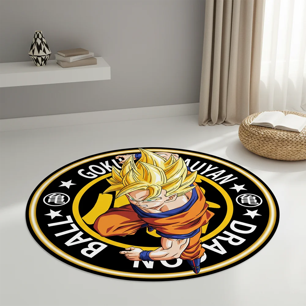 tapis dragon ball personnages dessins animés noir blanc bleu orange rose jaune gris