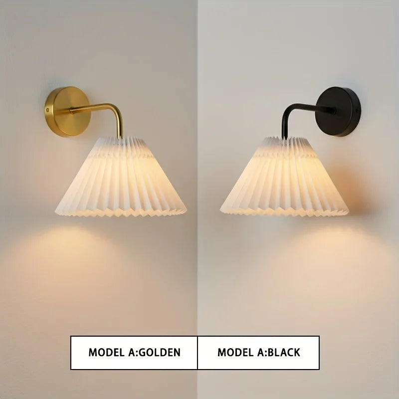 lampe murale moderne or noir plissée éclairage chambre salon nordique