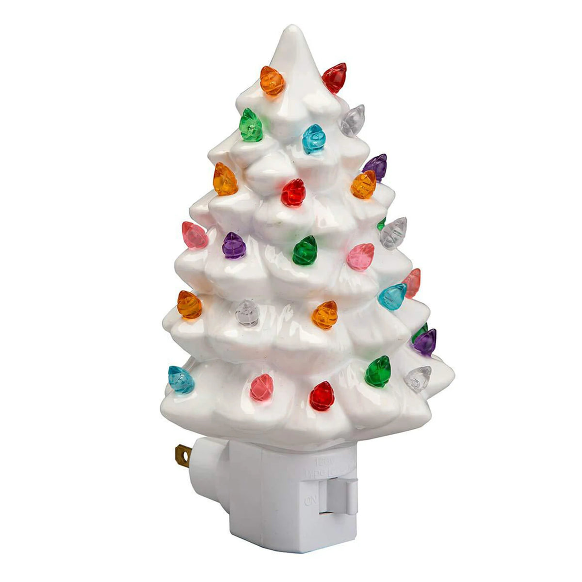lampe nuit arbre noël vert blanc classique vintage hand painted décor chambre salle