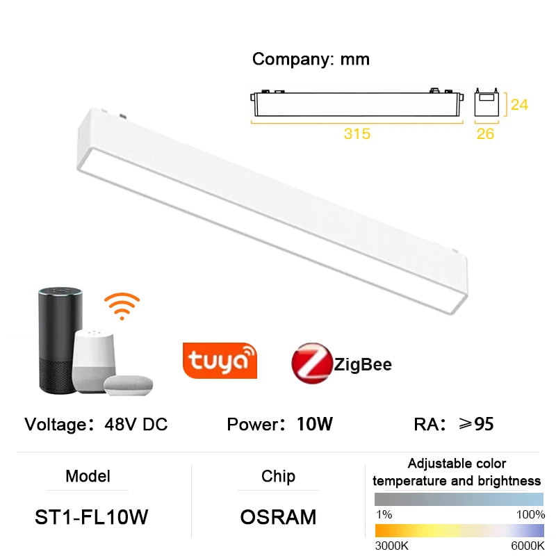 luminaire led rail magnétique blanc moderne système éclairage intérieur mince aluminium fixation aimant maison