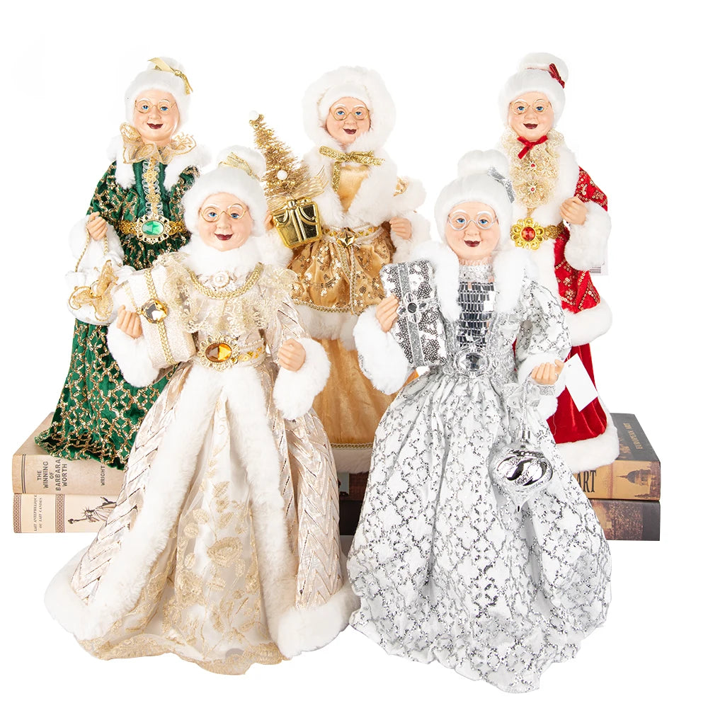 Figurine Mme Claus pailletée 48cm décoration Noël