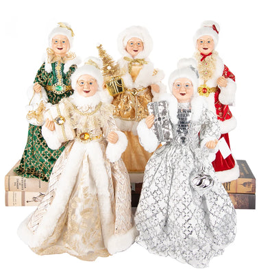 Figurine Mme Claus pailletée 48cm décoration Noël