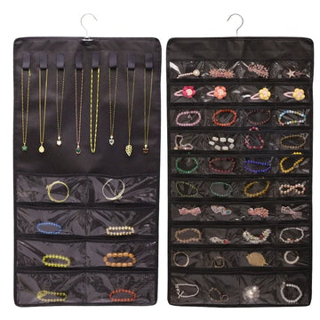 porte bijoux suspendu transparent moderne crochets grilles bagues boucles d'oreilles colliers montres cheveux beige