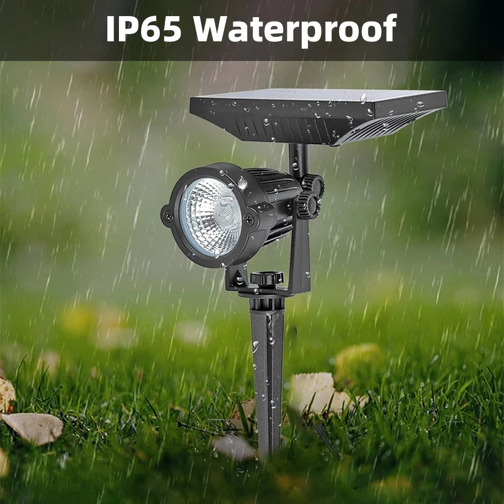 projecteur solaire led 10w 3w rgb noir moderne étanche ip65extérieur jardin cour chemin