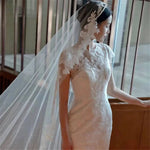 voile mariage blanc dentelle opaque élégant bordure dentelle paillettes scintillantes fixations invisibles accessoires