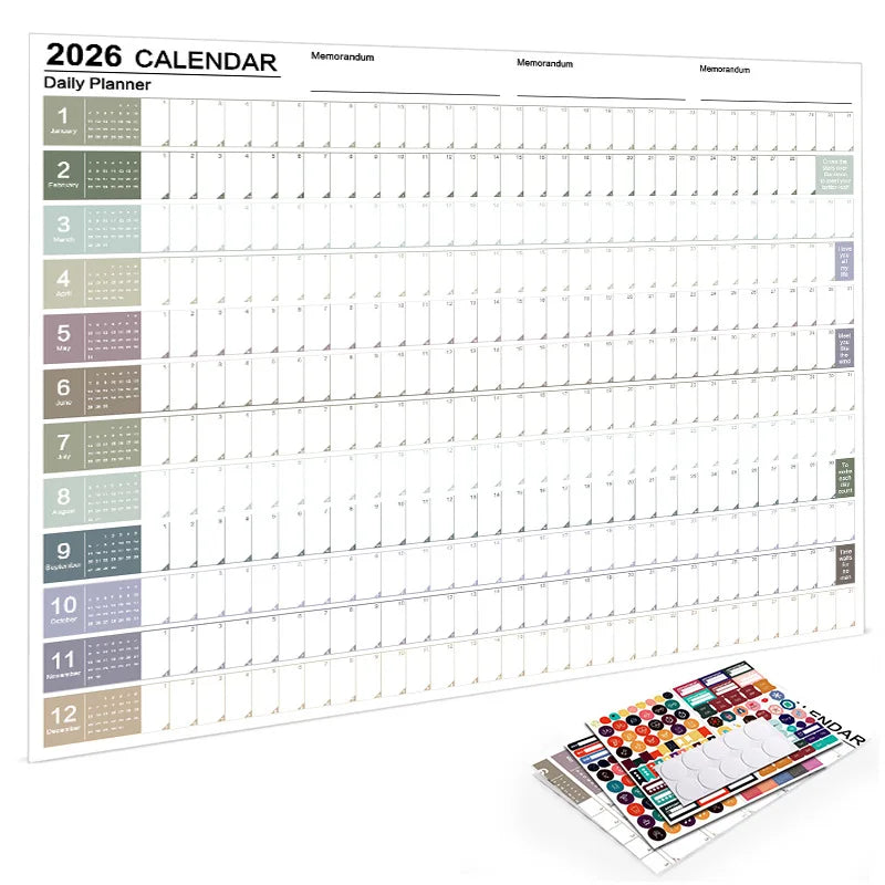 calendrier mural 2026 couleur motif cercle moderne adhésif marqueurs autocollants kawaii fonctionnel transparent opaque
