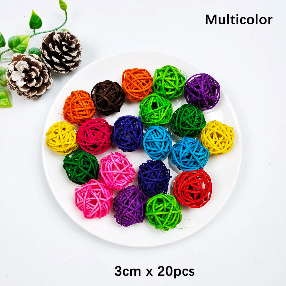 décoration artisanale boules coeurs rotin multicolores tressées anniversaire mariage festive