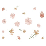 sticker mural fleur adhésif décoration enfantine champêtre minimaliste rose vert bleu jaune violet