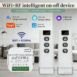 module rideau intelligent wifi rf blanc commande vocale programmation timer deux télécommandes smartphone moderne