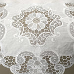 nappe dentelle flore brodée carrée traditionnelle maison fête polyester blanc motifs floraux complexes semi