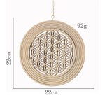 boucles d'oreilles fleur vie bois gravées minimaliste géométrique chainette corde naturel
