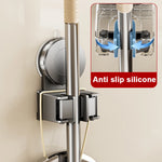 porte balai mural ventouse gris lisse perforations moderne salle bain rangement minimaliste