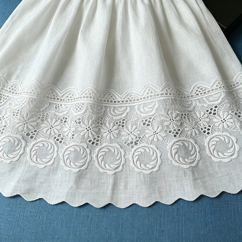 dentelle brodée blanche motif floral robe élégante coton polyester bord festonné solvable eau decoration